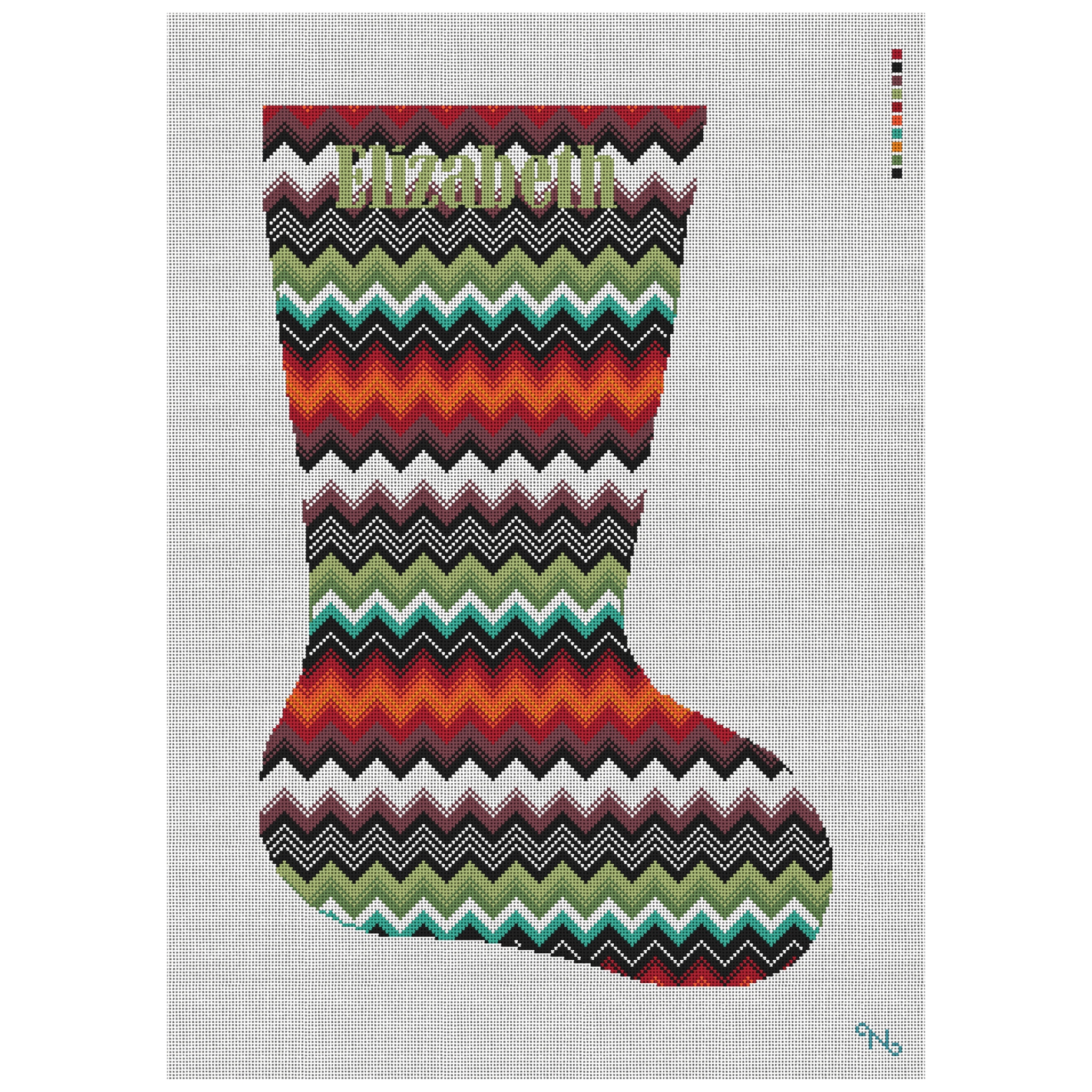 Phoenix Zig Zag Needlepoint Stocking Kit