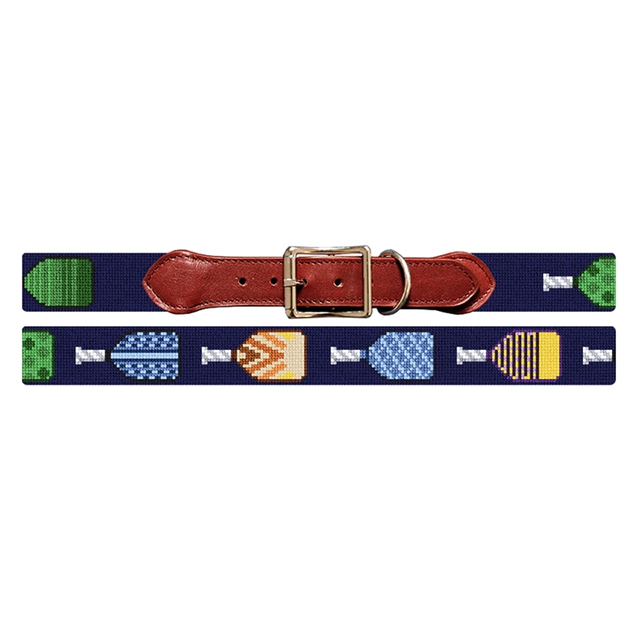 Pickleball Paddles Needlepoint Dog Collar