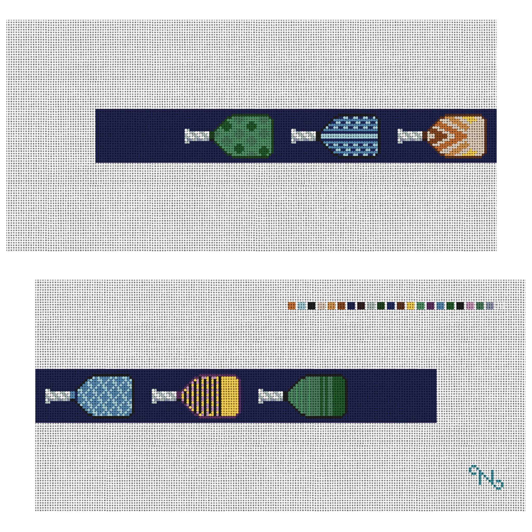 Pickleball Paddles Needlepoint Dog Collar Kit