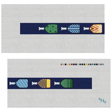 Pickleball Paddles Needlepoint Dog Collar Kit Stitched Preview