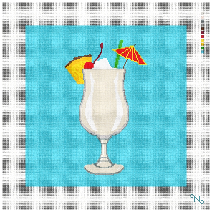 Pina Colada Needlepoint Pillow Kit Stitched Preview