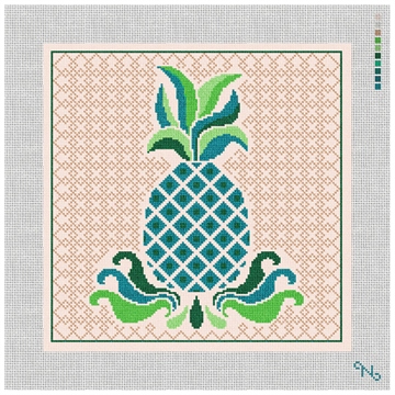 Pineapple Art Needlepoint Kit Stitched Preview