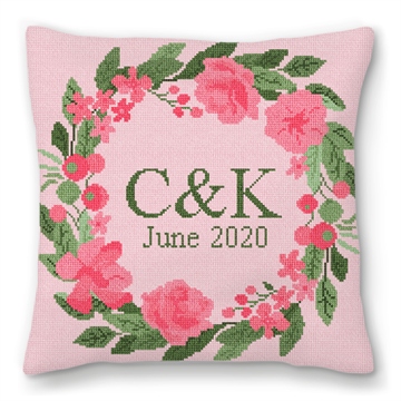 Pink Blush Wedding Needlepoint Pillow