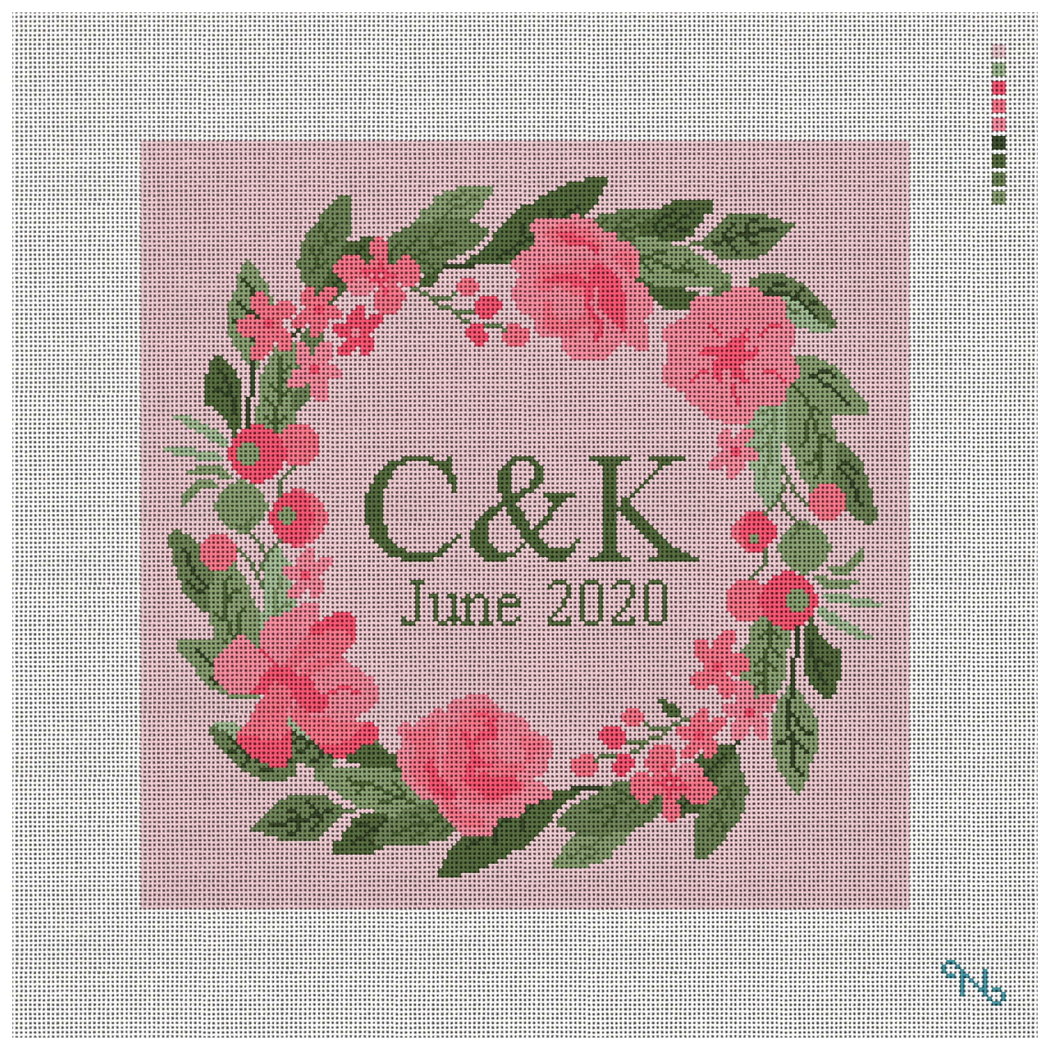 Pink Blush Wedding Needlepoint Pillow Kit
