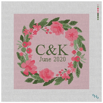 Pink Blush Wedding Needlepoint Pillow Kit