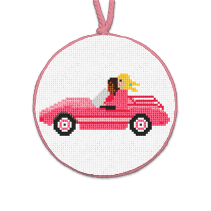 Pink Convertible Needlepoint Ornament 