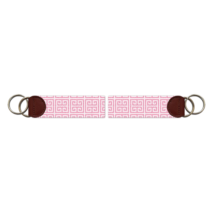 Pink Geometry Needlepoint Key Fob