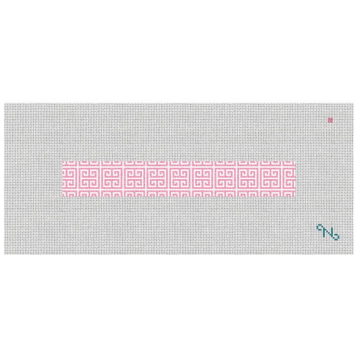 Pink Geometry Needlepoint Key Fob Kit Stitched Preview