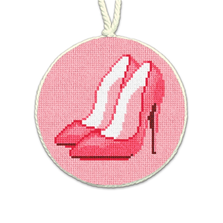 Pink Heels Needlepoint Ornament