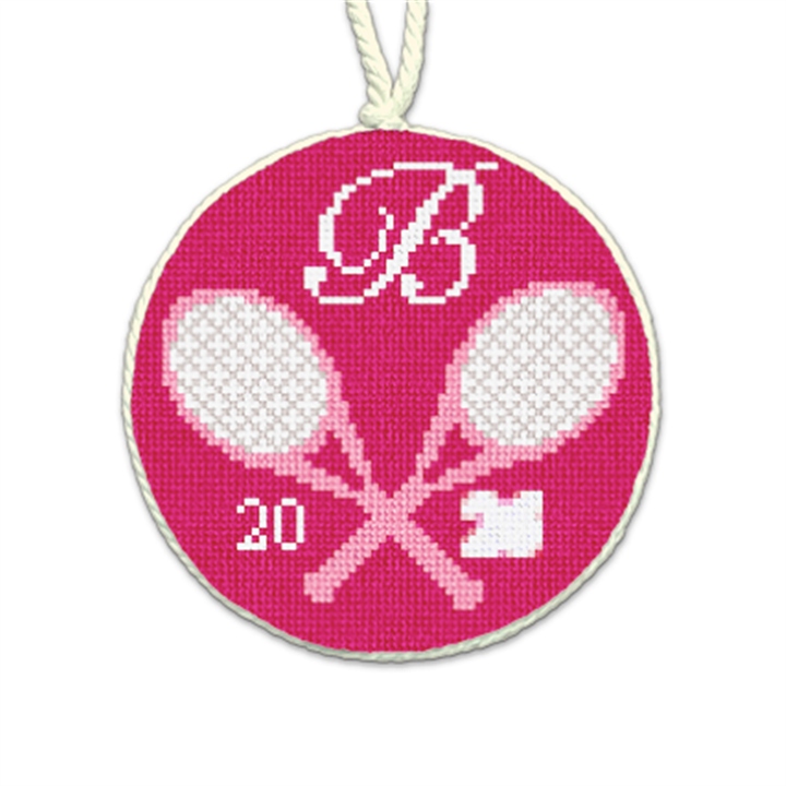 Pink Tennis Anyone Needlepoint Ornament