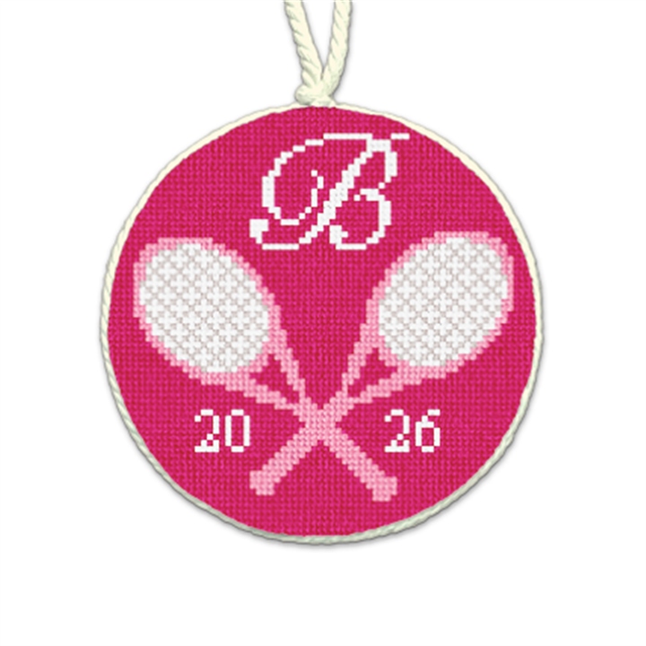 Pink Tennis Anyone Needlepoint Ornament