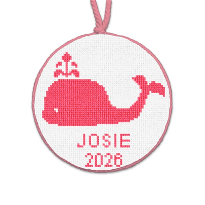 Pink Whale Needlepoint Ornament