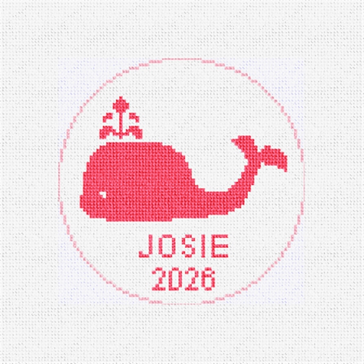 Pink Whale Needlepoint Ornament Kit