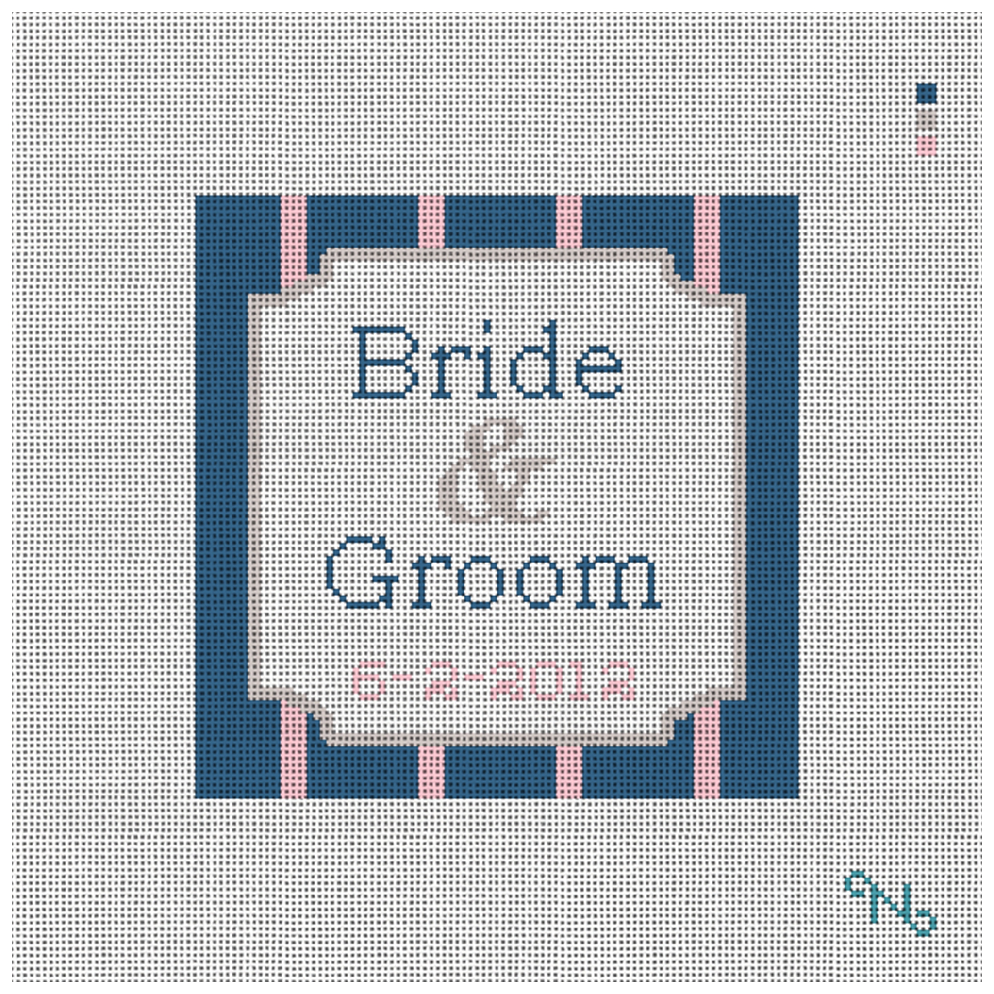 Pinstripe Ring Pillow Needlepoint Kit