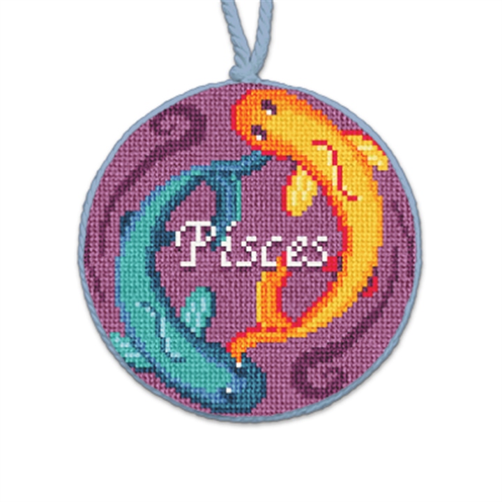 Pisces The Two Fish Needlepoint Ornament
