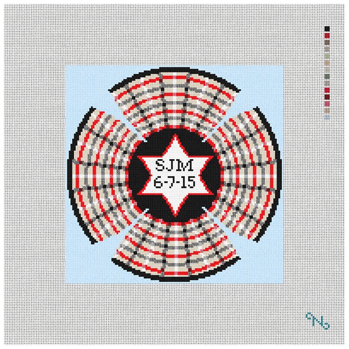 Plaid Personalized Yarmulke Needlepoint Kit Stitched Preview