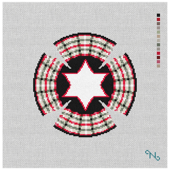 Plaid Personalized Yarmulke Needlepoint Kit Stitched Preview