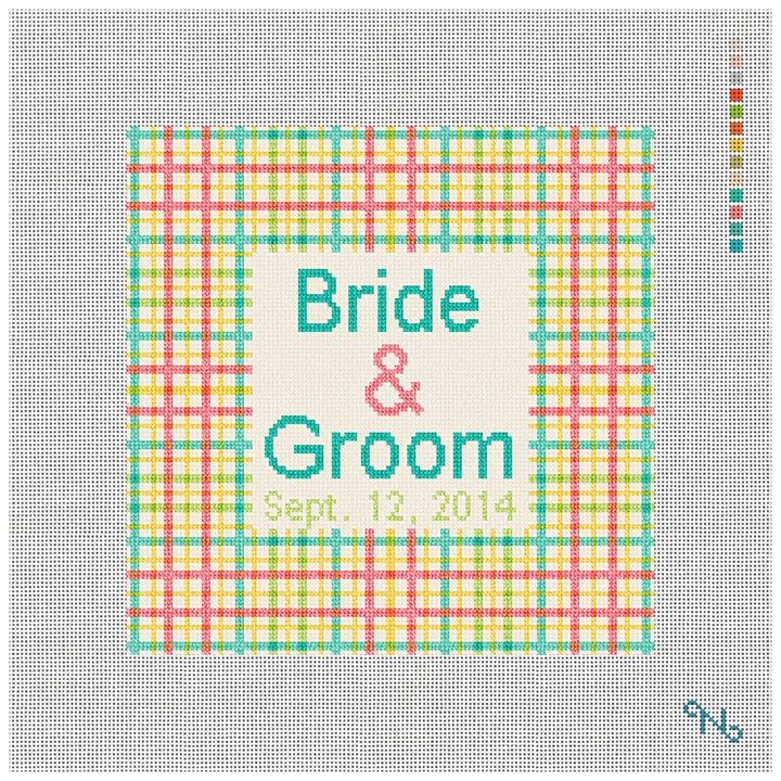 Plaid Ring Bearer Needlepoint Kit Stitched Preview