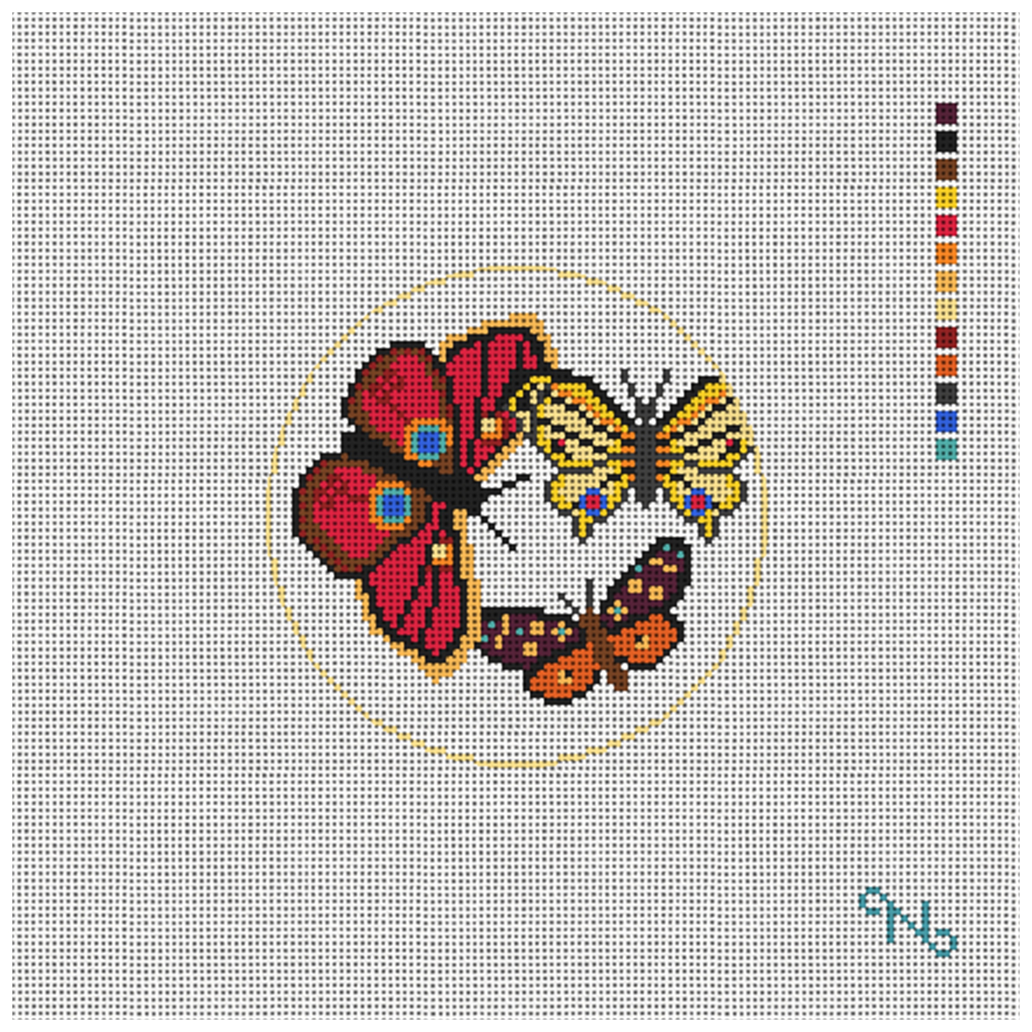 Playful Butterflies Needlepoint Ornament Kit