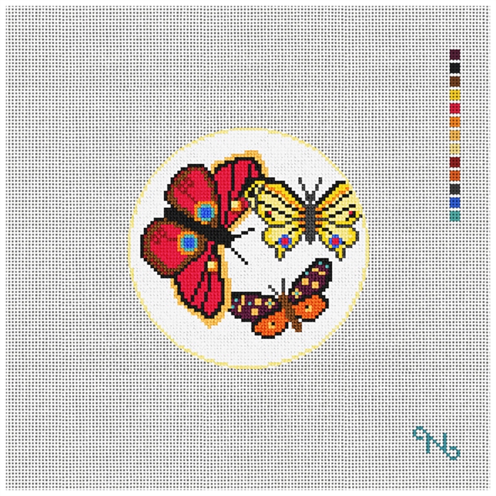 Playful Butterflies Needlepoint Ornament Kit Stitched Preview