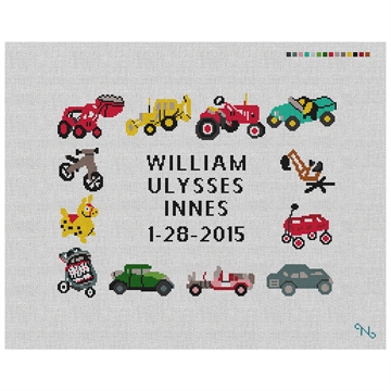 Playful Wheels Needlepoint Pillow Kit