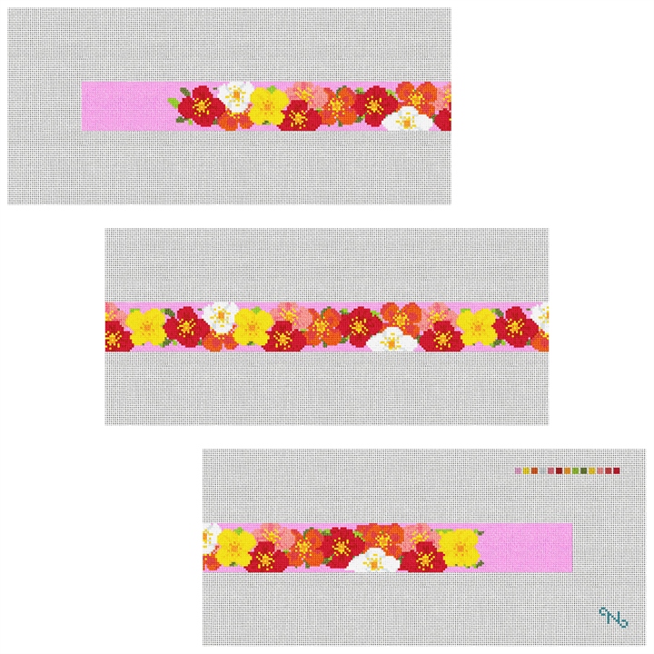 Plentiful Poppies Needlepoint Belt Kit Stitched Preview