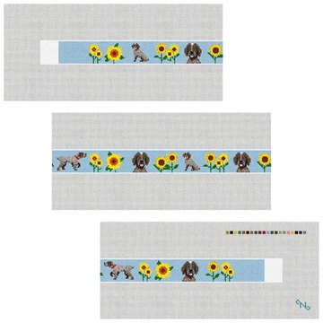 Pointer In The Sunflowers Needlepoint Belt Kit Stitched Preview