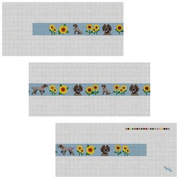 Pointer In The Sunflowers Needlepoint Belt Kit