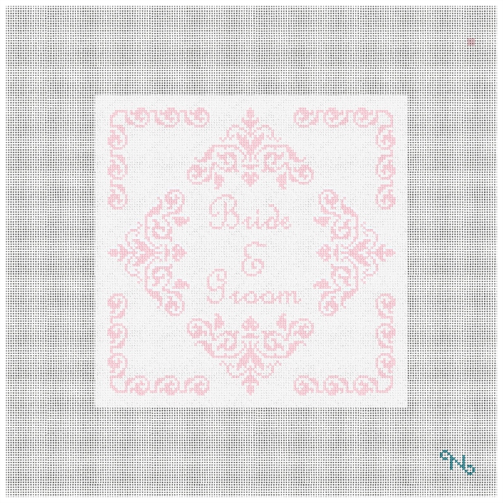 Poitiers Ring Bearer Pillow Needlepoint Kit Stitched Preview