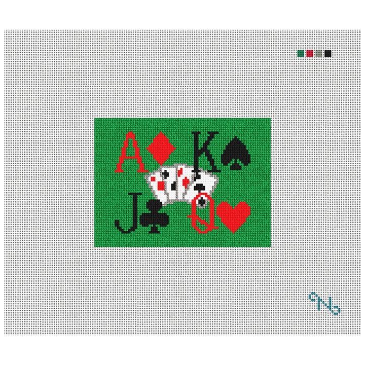 Poker Needlepoint Card Wallet Kit Stitched Preview