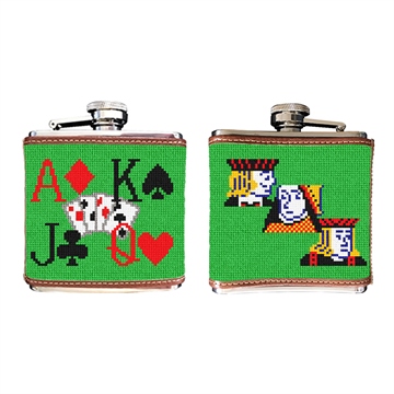 Poker Needlepoint Flask