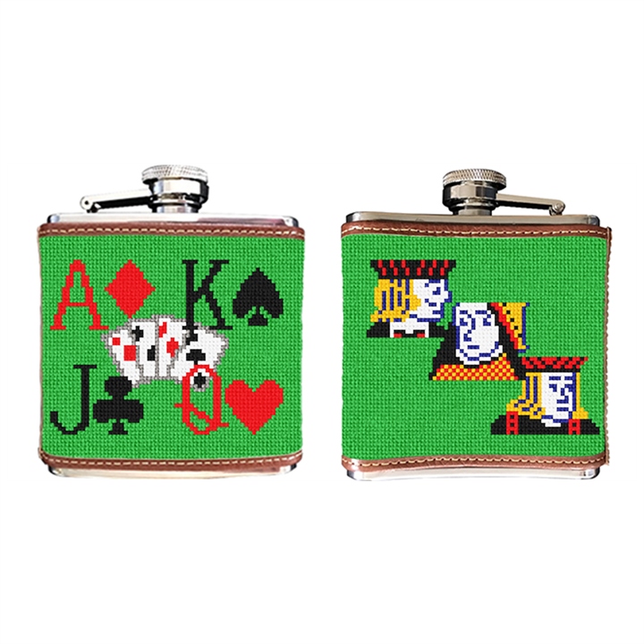 Poker Needlepoint Flask 
