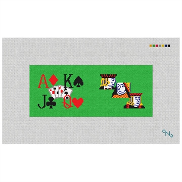 Poker Needlepoint Flask Kit Stitched Preview