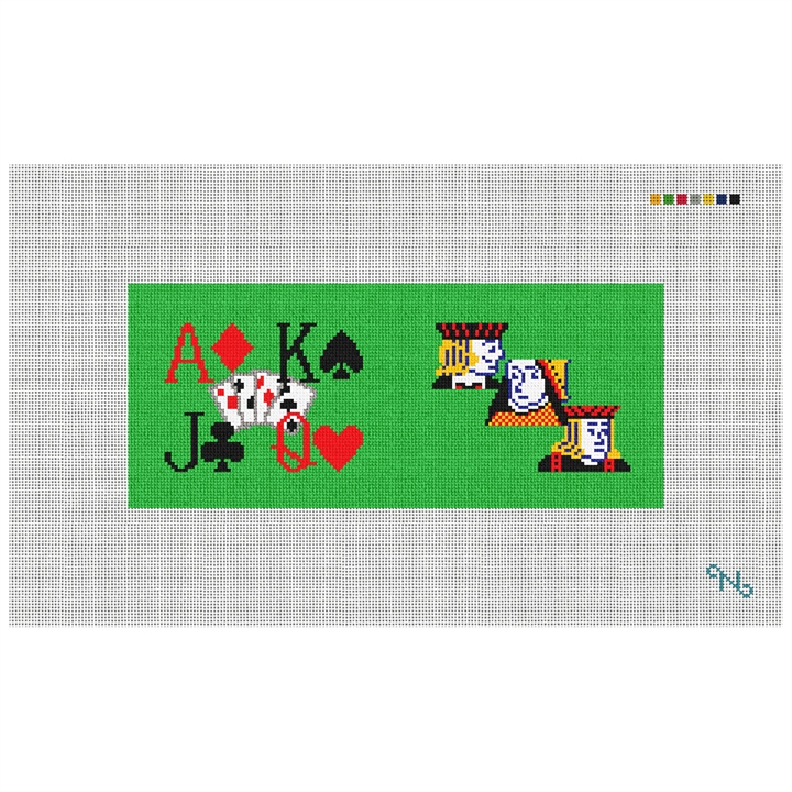 Poker Needlepoint Flask Kit Stitched Preview