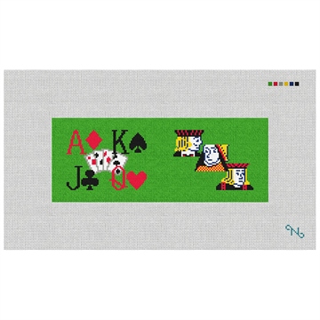 Poker Needlepoint Wallet Kit Stitched Preview