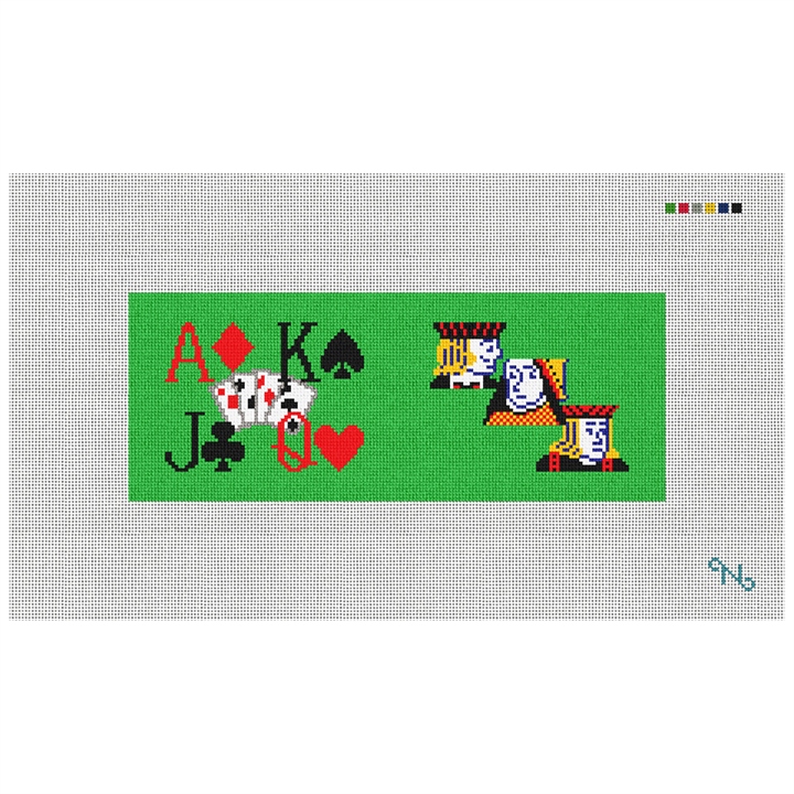 Poker Needlepoint Wallet Kit Stitched Preview