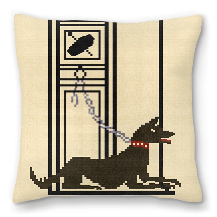 Pompeii Mosaic Guard Dog Needlepoint Pillow