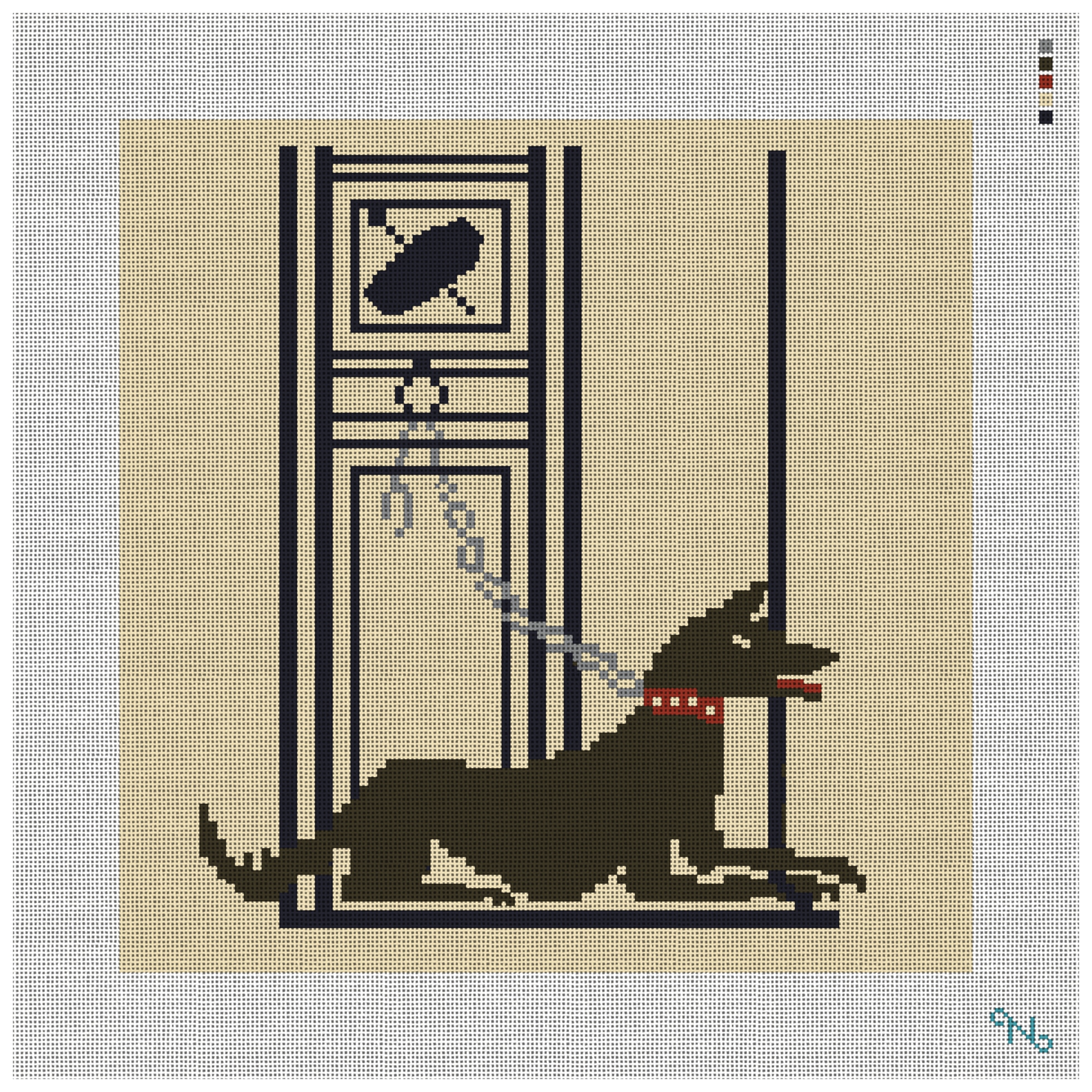 Pompeii Mosaic Guard Dog Needlepoint Pillow Kit