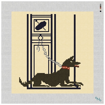 Pompeii Mosaic Guard Dog Needlepoint Pillow Kit Stitched Preview