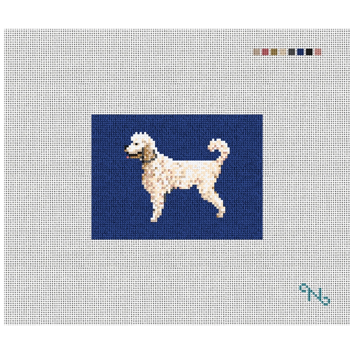 Poodle Needlepoint Card Wallet Kit Stitched Preview