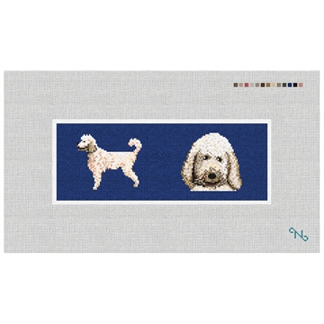 Poodle Needlepoint Wallet Kit Stitched Preview