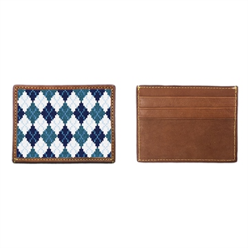 Preppy Argyle Needlepoint Card Wallet
