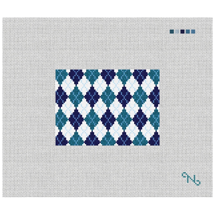 Preppy Argyle Needlepoint Card Wallet Kit Stitched Preview