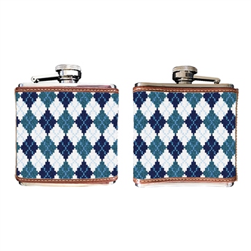 Preppy Argyle Needlepoint Flask 