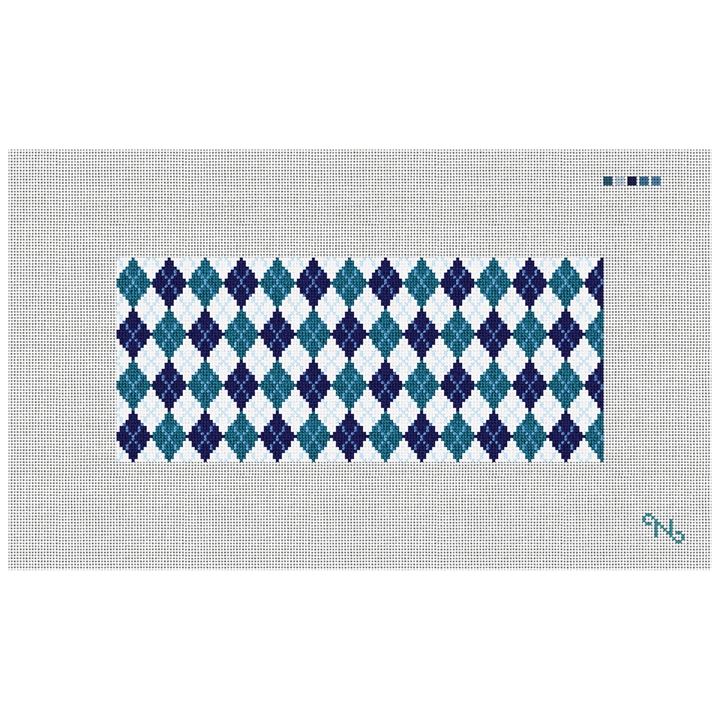 Preppy Argyle Needlepoint Flask Kit Stitched Preview