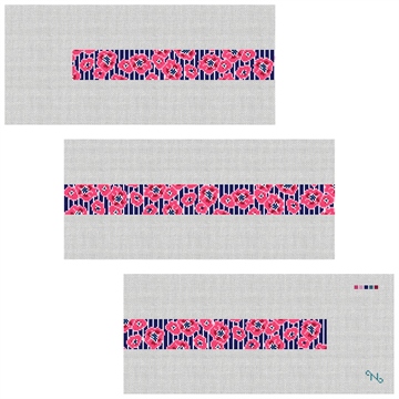 Preppy Floral Pinstripe Needlepoint Belt Kit Stitched Preview