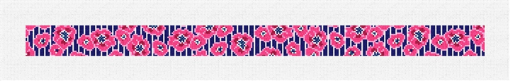 Preppy Floral Pinstripe Needlepoint Dog Collar Kit