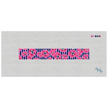 Preppy Floral Pinstripe Needlepoint Key Fob Kit Stitched Preview