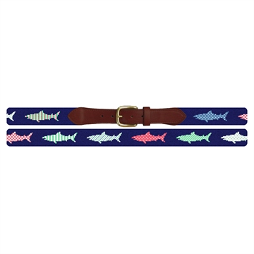Preppy Great White Shark Needlepoint Belt