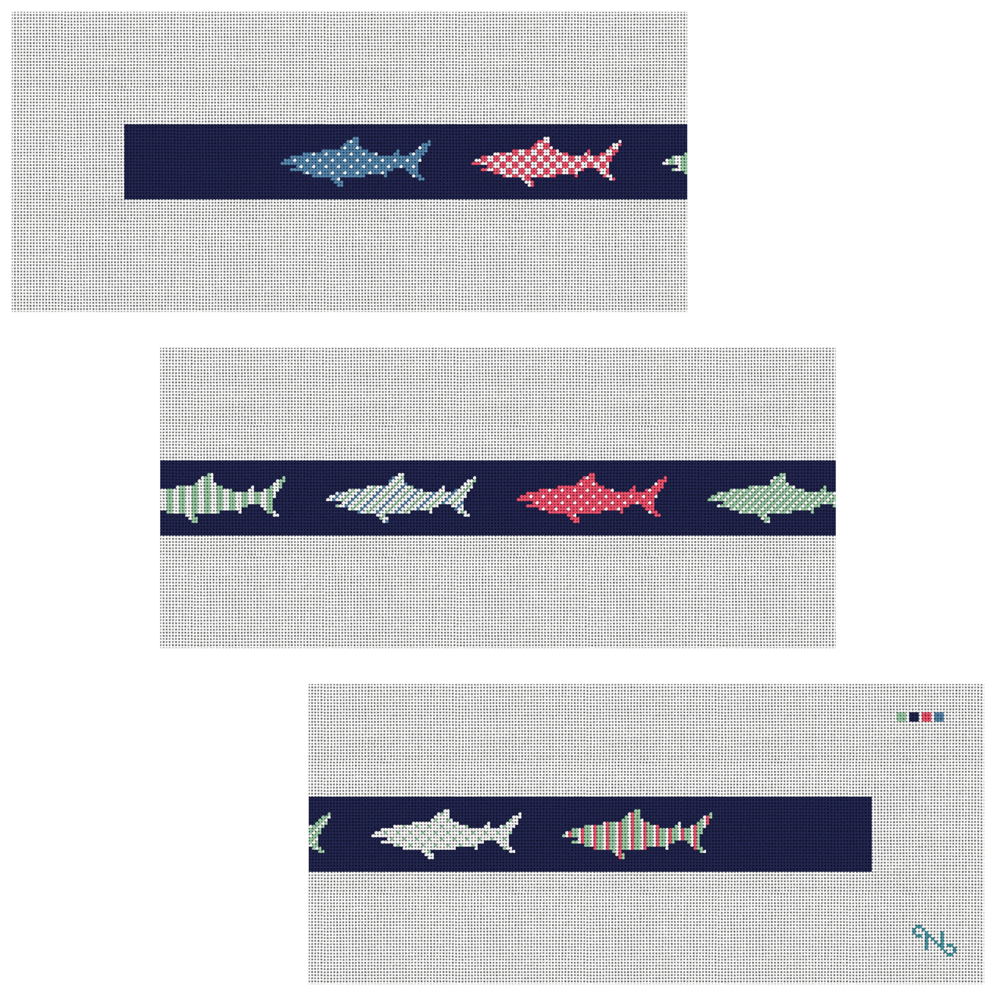 Preppy Great White Shark Needlepoint Belt Kit